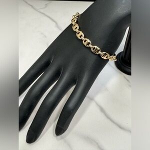 TORY BURCH Delicate Gemini Link Elegant Gold Chain Bracelet 18k GP